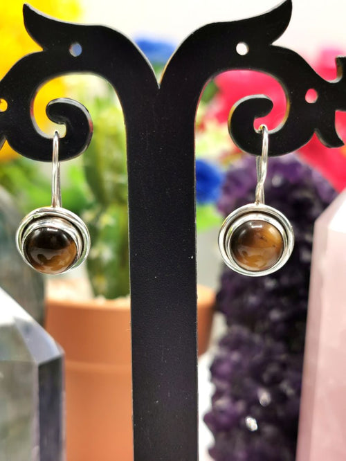 Elegant Tiger Eye stone earrings in 925 Sterling Silver | gifts for her | gifts for girlfriend | gifts for mom daughter sister - Shwasam