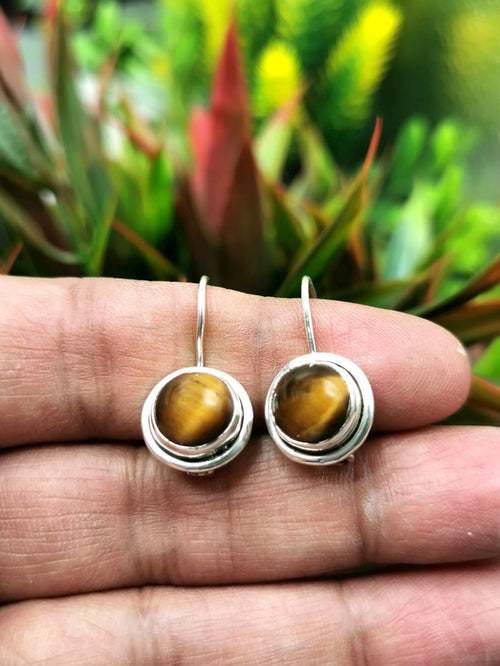 Elegant Tiger Eye stone earrings in 925 Sterling Silver | gifts for her | gifts for girlfriend | gifts for mom daughter sister - Shwasam
