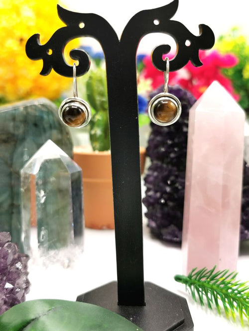Elegant Tiger Eye stone earrings in 925 Sterling Silver | gifts for her | gifts for girlfriend | gifts for mom daughter sister - Shwasam