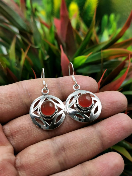 Beautiful and elegant carnelian earrings in 925 Sterling Silver | gifts for her | gifts for girlfriend | gifts for mom daughter sister - Shwasam
