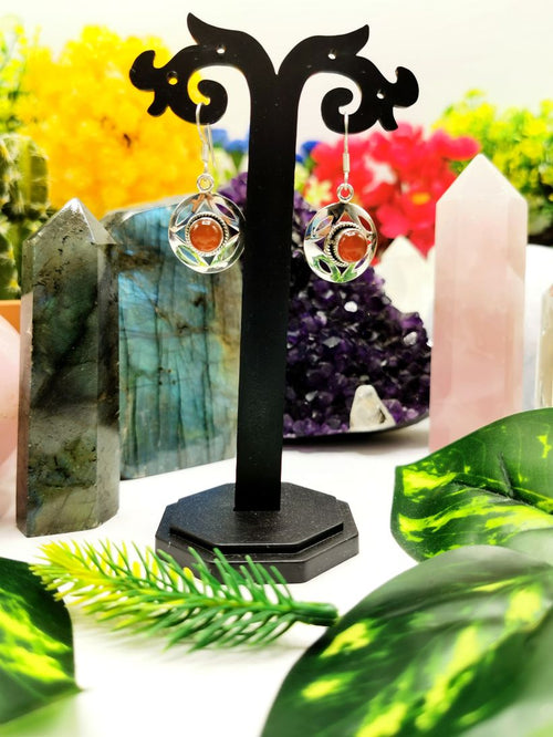 Beautiful and elegant carnelian earrings in 925 Sterling Silver | gifts for her | gifts for girlfriend | gifts for mom daughter sister - Shwasam