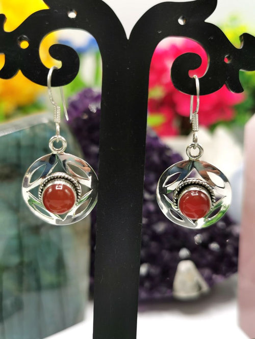 Beautiful and elegant carnelian earrings in 925 Sterling Silver | gifts for her | gifts for girlfriend | gifts for mom daughter sister - Shwasam