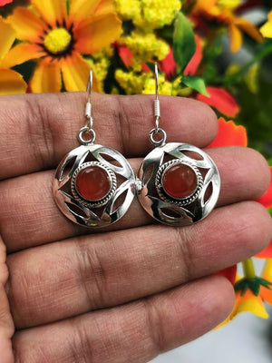 Beautiful and elegant carnelian earrings in 925 Sterling Silver | gifts for her | gifts for girlfriend | gifts for mom daughter sister - Shwasam