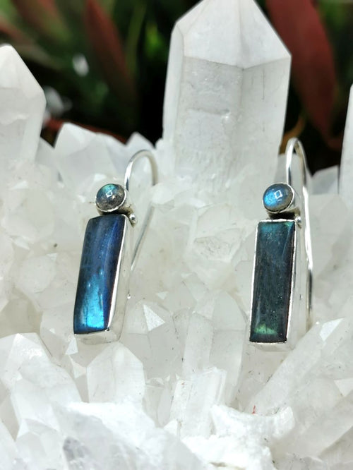 Pretty Labradorite earrings in 925 Sterling Silver | gifts for her | gifts for girlfriend | gifts for mom daughter sister - Shwasam