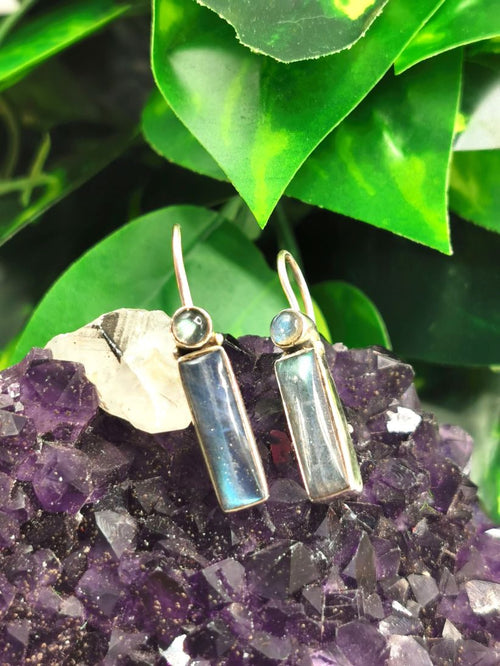 Pretty Labradorite earrings in 925 Sterling Silver | gifts for her | gifts for girlfriend | gifts for mom daughter sister - Shwasam