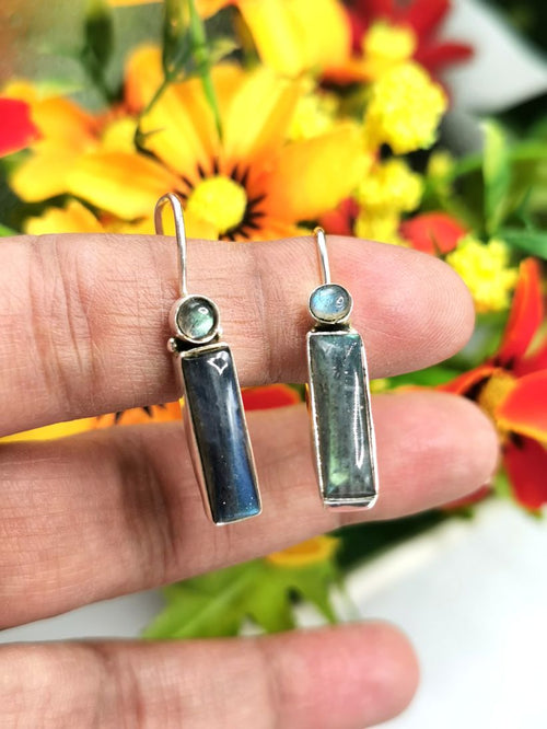 Pretty Labradorite earrings in 925 Sterling Silver | gifts for her | gifts for girlfriend | gifts for mom daughter sister - Shwasam