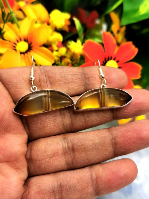 Beautiful Striped Onyx stone earrings in 925 Sterling Silver | Christmas gift | Mothers Day | Anniversary Gift | Birthday Gift - Shwasam