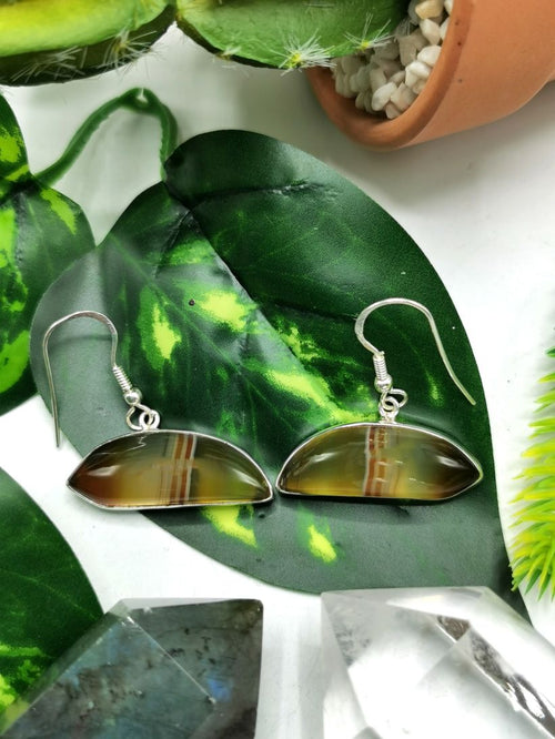 Beautiful Striped Onyx stone earrings in 925 Sterling Silver | Christmas gift | Mothers Day | Anniversary Gift | Birthday Gift - Shwasam