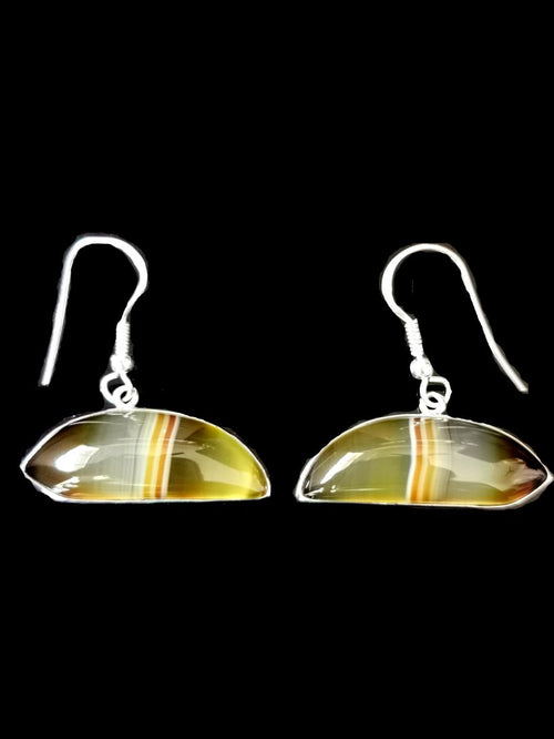Beautiful Striped Onyx stone earrings in 925 Sterling Silver | Christmas gift | Mothers Day | Anniversary Gift | Birthday Gift - Shwasam
