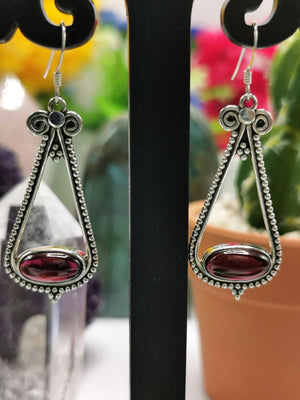Pretty Garnet stone earrings in 925 Sterling Silver | gifts for her | gifts for girlfriend | gifts for mom daughter sister - Shwasam