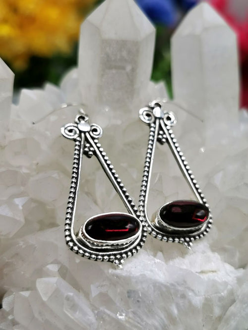 Pretty Garnet stone earrings in 925 Sterling Silver | gifts for her | gifts for girlfriend | gifts for mom daughter sister - Shwasam