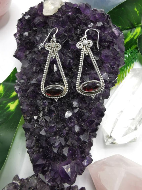 Pretty Garnet stone earrings in 925 Sterling Silver | gifts for her | gifts for girlfriend | gifts for mom daughter sister - Shwasam