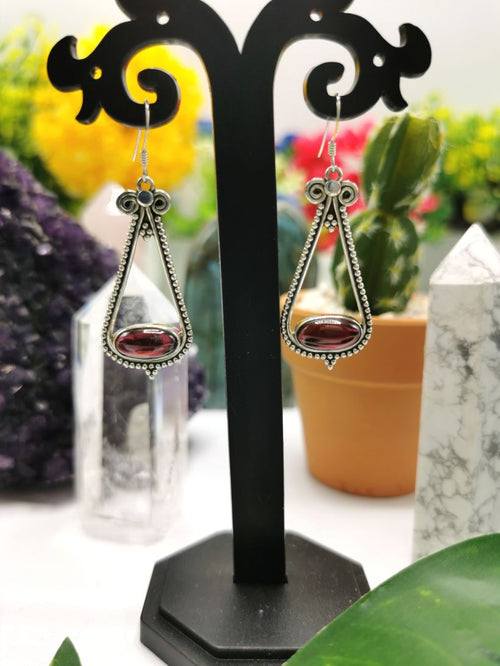 Pretty Garnet stone earrings in 925 Sterling Silver | gifts for her | gifts for girlfriend | gifts for mom daughter sister - Shwasam