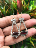 Pretty Garnet stone earrings in 925 Sterling Silver | gifts for her | gifts for girlfriend | gifts for mom daughter sister - Shwasam