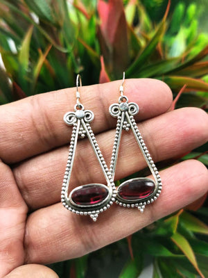 Pretty Garnet stone earrings in 925 Sterling Silver | gifts for her | gifts for girlfriend | gifts for mom daughter sister - Shwasam