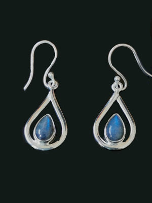 Pretty Labradorite stone earrings in 925 Sterling Silver | gifts for her | gifts for girlfriend | gifts for mom daughter sister - Shwasam