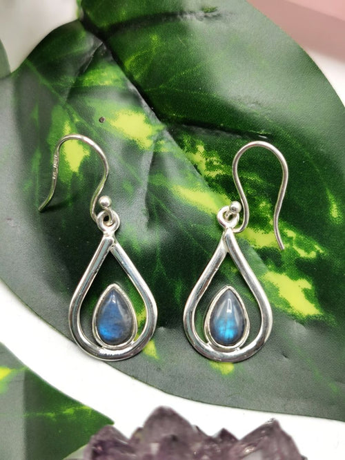 Pretty Labradorite stone earrings in 925 Sterling Silver | gifts for her | gifts for girlfriend | gifts for mom daughter sister - Shwasam
