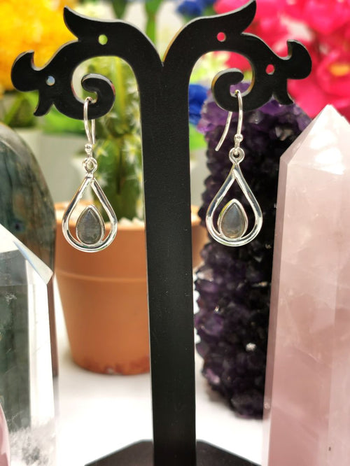 Pretty Labradorite stone earrings in 925 Sterling Silver | gifts for her | gifts for girlfriend | gifts for mom daughter sister - Shwasam