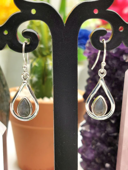 Pretty Labradorite stone earrings in 925 Sterling Silver | gifts for her | gifts for girlfriend | gifts for mom daughter sister - Shwasam
