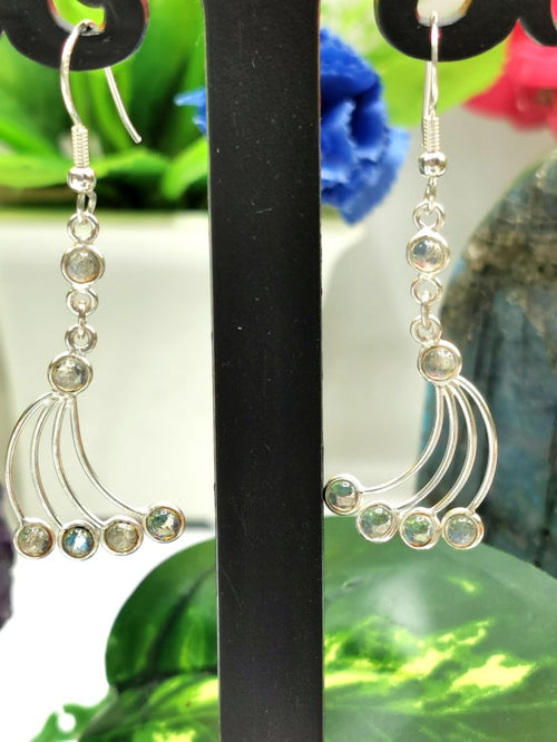 Beautiful and elegant labradorite earrings in 925 Sterling Silver - gemstone/crystal jewelry | Mother's Day/Birthday/Anniversary gift - Shwasam