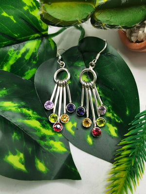 Breathtaking and unique multi-stone amethyst, iolite, peridot, citrine, garnet earrings in 925 Sterling Silver | Christmas gift | Mothers Day | Anniversary Gift | Birthday Gift - Shwasam