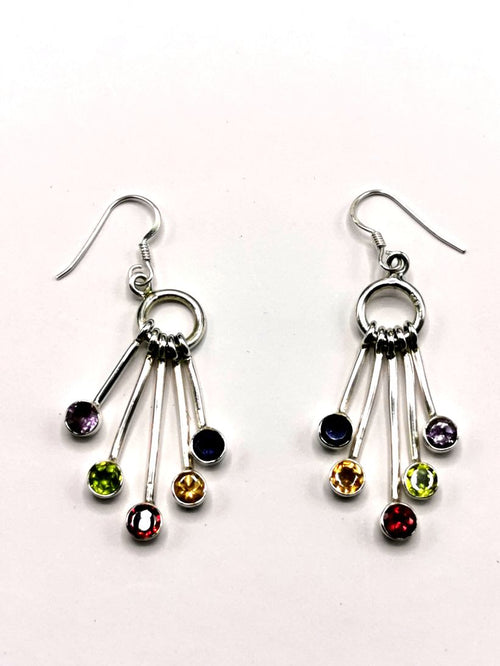 Breathtaking and unique multi-stone amethyst, iolite, peridot, citrine, garnet earrings in 925 Sterling Silver | Christmas gift | Mothers Day | Anniversary Gift | Birthday Gift - Shwasam