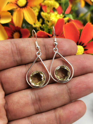 Beautiful and elegant lemon topaz earrings in 925 Sterling Silver - gemstone/crystal jewelry | Mother's Day/Birthday/Anniversary gift - Shwasam