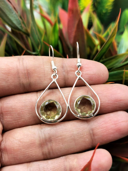 Beautiful and elegant lemon topaz earrings in 925 Sterling Silver - gemstone/crystal jewelry | Mother's Day/Birthday/Anniversary gift - Shwasam