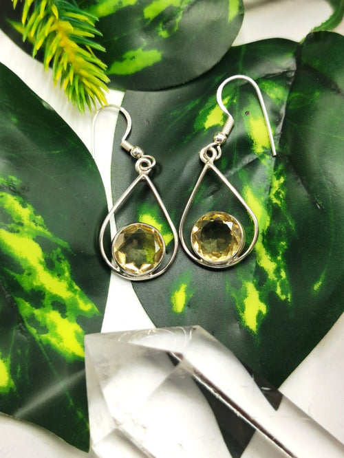 Beautiful and elegant lemon topaz earrings in 925 Sterling Silver - gemstone/crystal jewelry | Mother's Day/Birthday/Anniversary gift - Shwasam