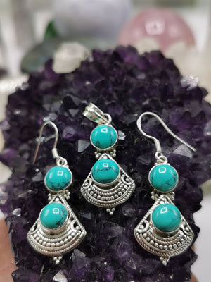 Blue Turquoise stone jewelry set made in 925 silver | gifts for her | gifts for girlfriend - Shwasam