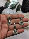 Jewelry Set in Labradorite with Pendant and matching earrings made in 925 sterling silver | Christmas gift | Mothers Day | Anniversary Gift | Birthday Gift - Shwasam