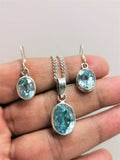 Blue Topaz stone jewelry set in 925 sterling silver - Pendant & Earring | gifts for her | gifts for girlfriend | gifts for mom daughter - Shwasam