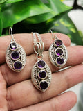 Amethyst Jewelry Set made in 925 Sterling Silver - Pendant & Earrings in amethyst stone | Mothers Day | Anniversary Gift | Birthday Gift - Shwasam