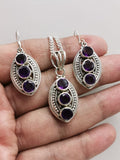 Amethyst Jewelry Set made in 925 Sterling Silver - Pendant & Earrings in amethyst stone | Mothers Day | Anniversary Gift | Birthday Gift - Shwasam