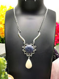 Breathtaking lapis lazuli, white jade necklace in 925 sterling silver | gemstone jewelry | crystal jewelry | quartz jewelry - Shwasam