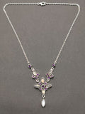 Breathtaking amethyst, labradorite, mother of pearl necklace in 925 sterling silver - Shwasam