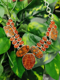 925 Silver Necklace made with crackled fire agate, copper turquoise and carnelian | gifts for her | gifts for girlfriend | gifts for mom daughter sister - Shwasam
