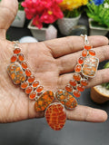 925 Silver Necklace made with crackled fire agate, copper turquoise and carnelian | gifts for her | gifts for girlfriend | gifts for mom daughter sister - Shwasam