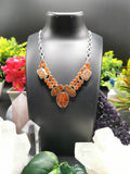 925 Silver Necklace made with crackled fire agate, copper turquoise and carnelian | gifts for her | gifts for girlfriend | gifts for mom daughter sister - Shwasam
