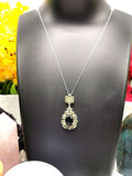 Breathtaking peridot and black onyx necklace in 925 sterling silver | gemstone jewelry | crystal jewelry | quartz jewelry - Shwasam