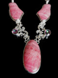 Gemstone jewelry necklace with Rhodochrosite and Mystic stone made in 925 sterling silver - Shwasam