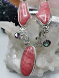 Gemstone jewelry necklace with Rhodochrosite and Mystic stone made in 925 sterling silver - Shwasam