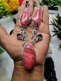 Gemstone jewelry necklace with Rhodochrosite and Mystic stone made in 925 sterling silver - Shwasam