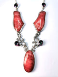 Gemstone jewelry necklace with Rhodochrosite and Mystic stone made in 925 sterling silver - Shwasam