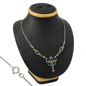 Beautifully handcrafted Peridot gemstone necklace in 925 sterling silver - Shwasam