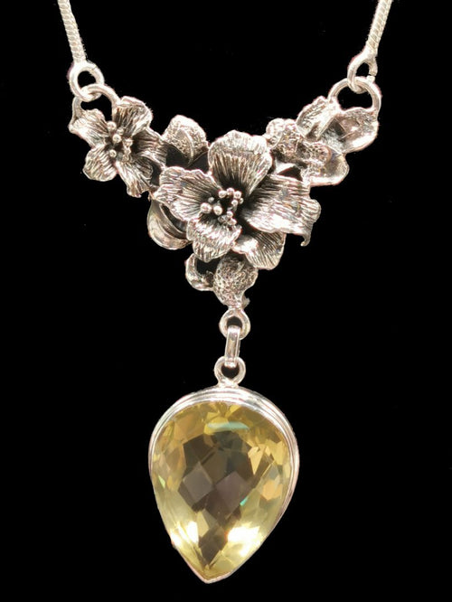 Lemon Quartz Necklace in 925 sterling silver with fashionable stones | gemstone jewelry | crystal jewelry | quartz jewelry - Shwasam
