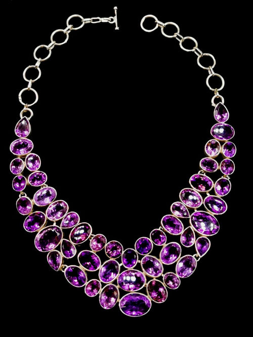 Exquisite Designer Amethyst Stone Necklace set in 925 Sterling Silver | gemstone jewelry | crystal jewelry | quartz jewelry | Amethyst Necklace - Shwasam
