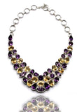 Exquisite Designer Amethyst Citrine Stone Necklace set in 925 Sterling Silver | Christmas gift | Mothers Day | Anniversary Gift | Birthday Gift | Wedding Gift | Amethyst Citrine Necklace - Shwasam