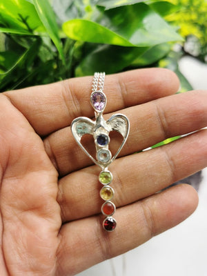 Unique stone pendant in 925 sterling silver - Amethyst, Garnet, Iolite, Carnelian, Blue Topaz, Peridot, Citrine stones | gifts for her | gifts for girlfriend | gifts for mom daughter sister - Shwasam