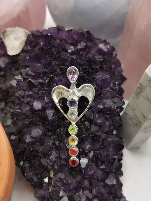 Unique stone pendant in 925 sterling silver - Amethyst, Garnet, Iolite, Carnelian, Blue Topaz, Peridot, Citrine stones | gifts for her | gifts for girlfriend | gifts for mom daughter sister - Shwasam